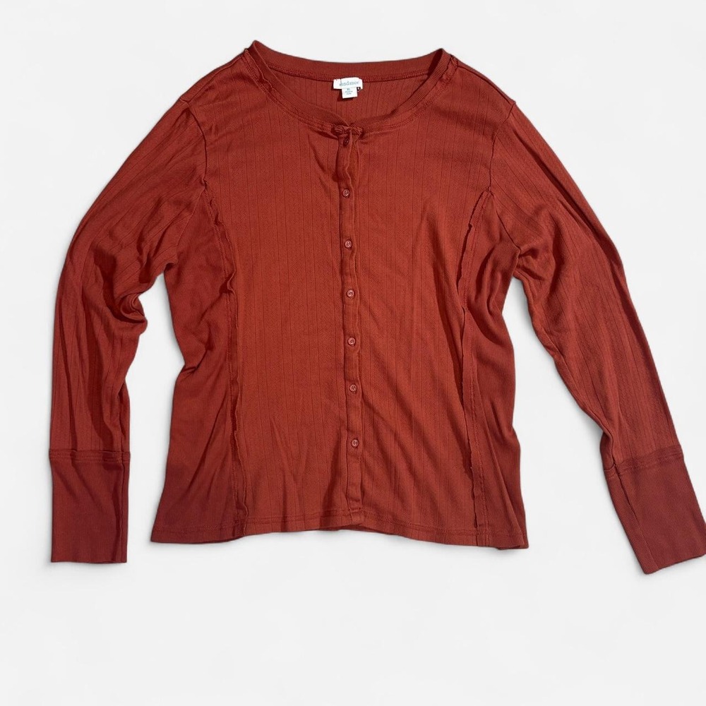 Sundance Womens Burnt Orange Longe Sleeve Textured Cotton Cardigan XL